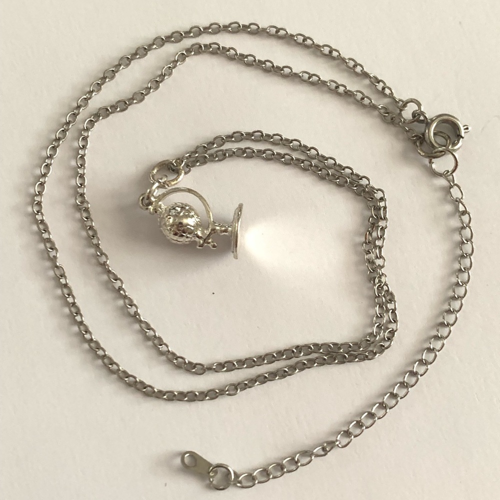 Sterling Silver Globe Charm Necklace - Silver